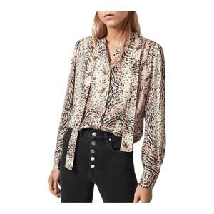Allsaints Toni Arietta Tie Neck Button Front Shirt